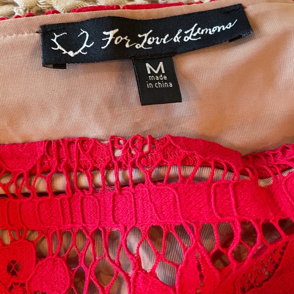 FOR LOVE AND LEMONS Gianna Lace Mini Skirt in Hot Red sz M - Picture 9 of 9